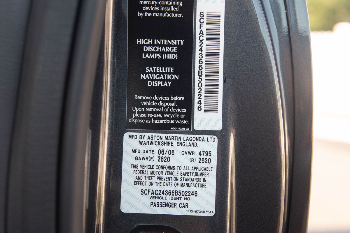 2006 Aston Martin V12 Vanquish S 6-Speed Manual